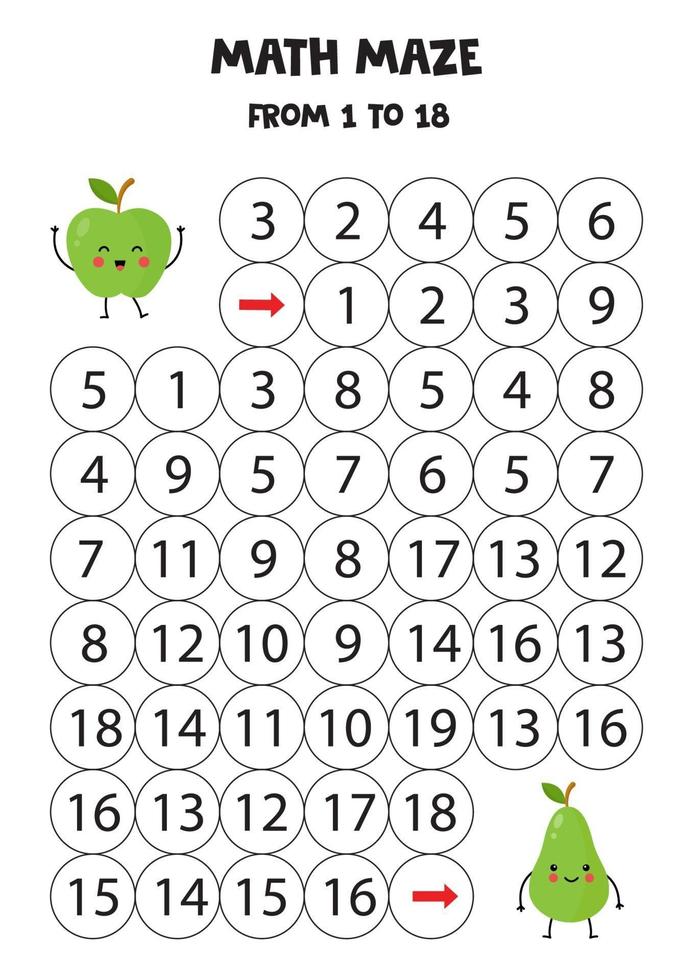 jogo de matemática para crianças. fofa maçã kawaii e pêra. vetor