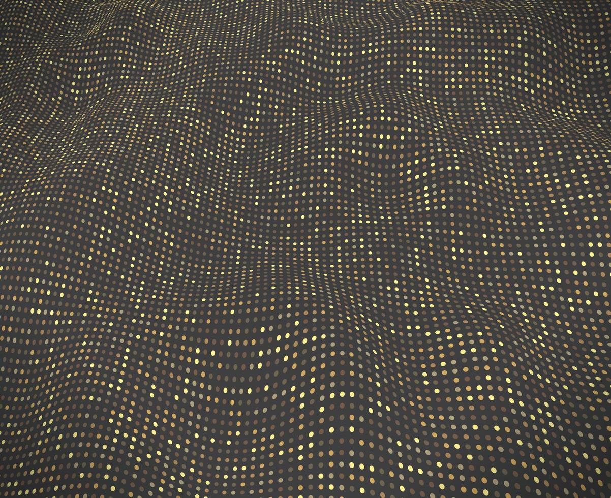 abstrato vetor padronizar Projeto com espumante dourado pontos . 3d acenando superfície com brilhante ouro polca pontos.