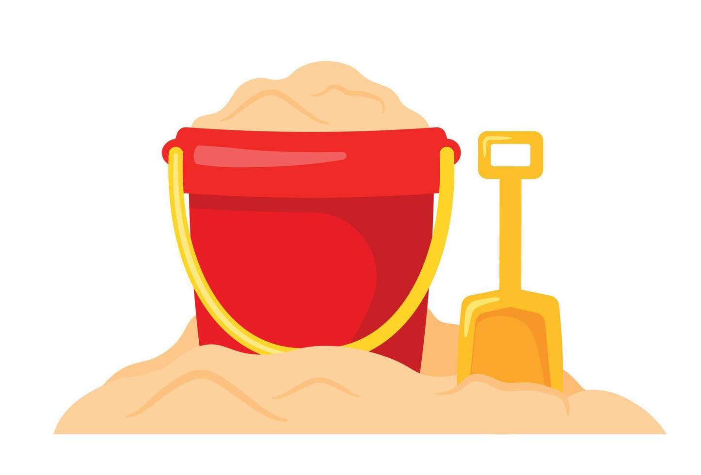 areia balde com pá ícone vetor ilustração para verão de praia crianças período de férias