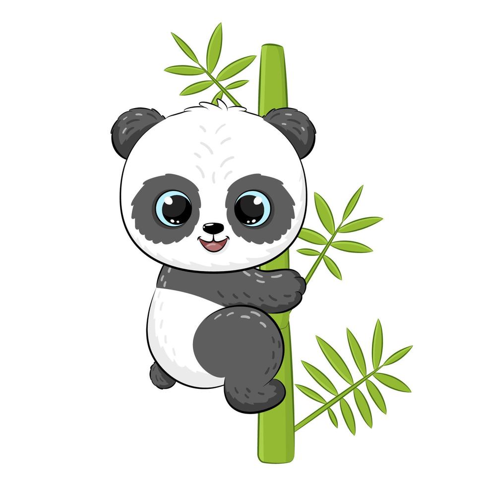 fofa panda em uma árvore. vetor ilustração do uma desenho animado.