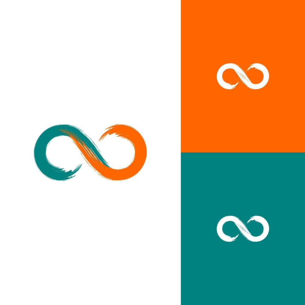 laranja e verde escova logotipo com a infinidade símbolo vetor