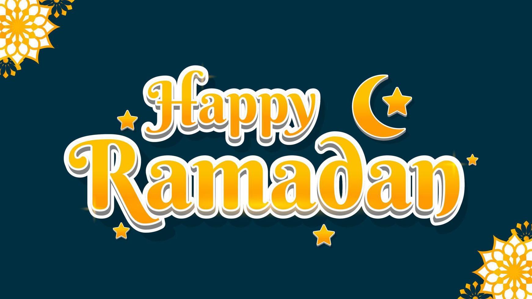 feliz Ramadã kareem 3d estilo tipografia vetor
