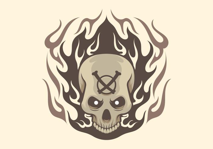 Design de tatuagem de crânio flamejante vetor