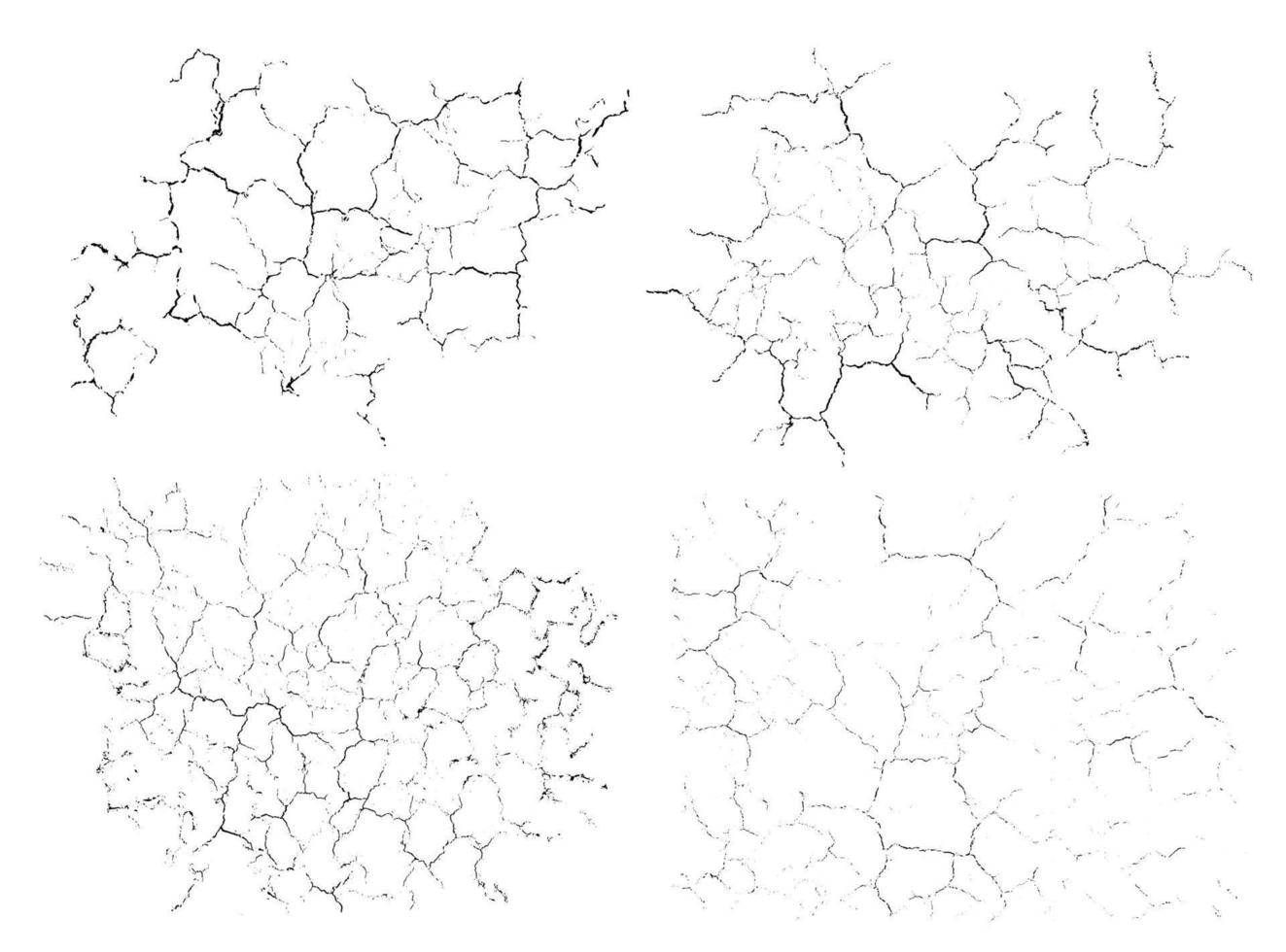 natural rachaduras fundos. vetor sobreposição texturas do rachado superfície. 1 cor gráfico recursos.