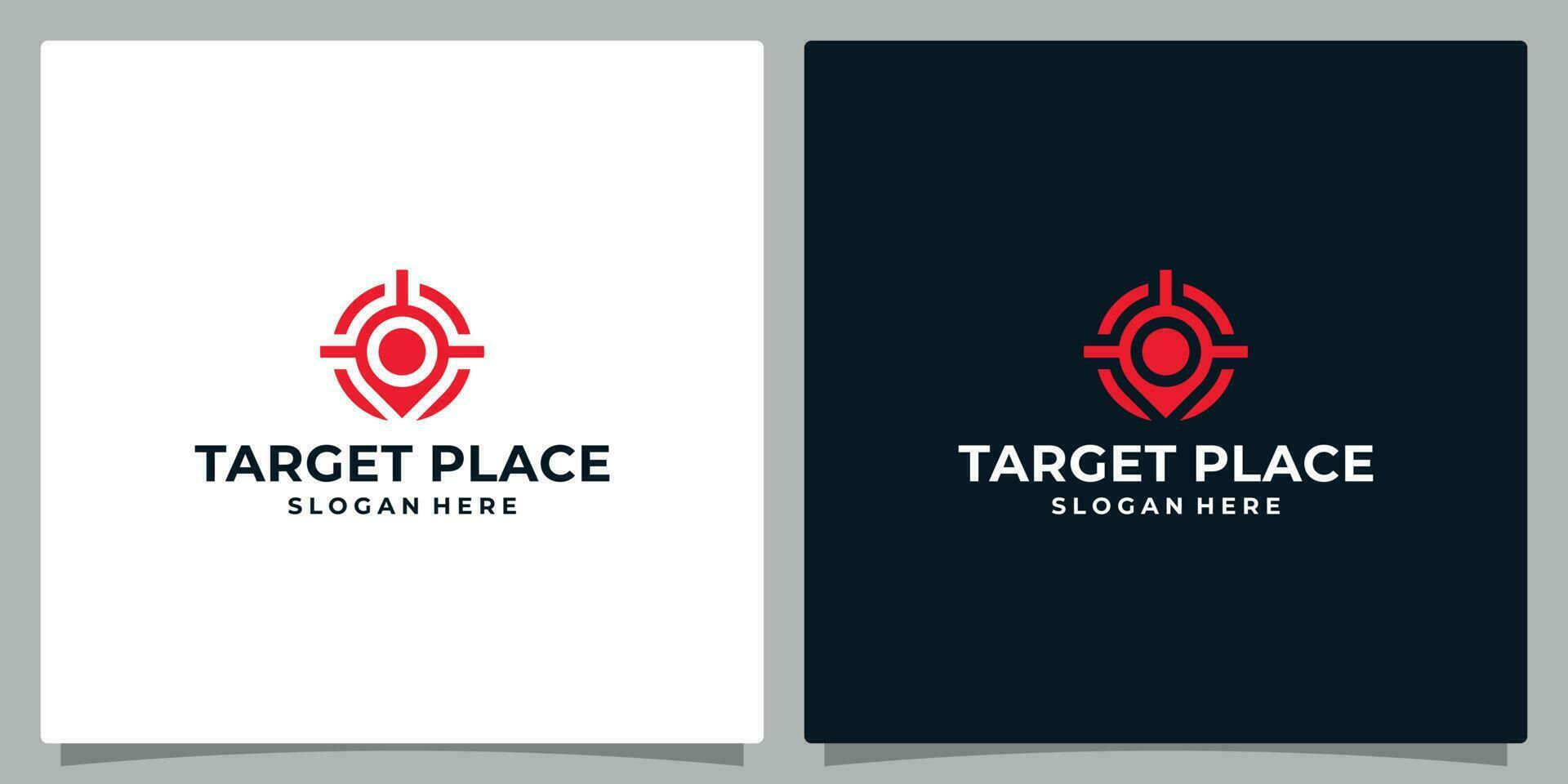 alvo logotipo modelo Projeto. PIN localização logotipo com mira ou foco forma logotipo. Prêmio vetor