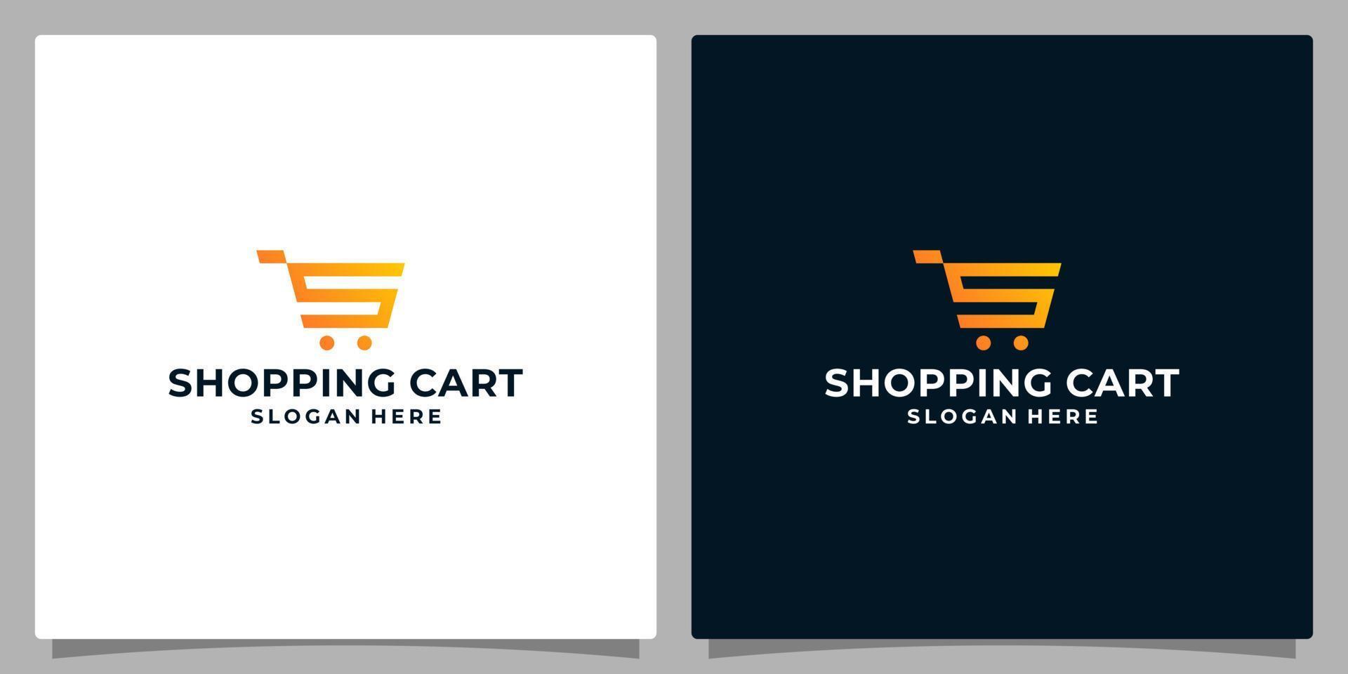 modelo Projeto ícone logotipo vetor compras carrinho abstrato com símbolo inicial carta s. Prêmio vetor