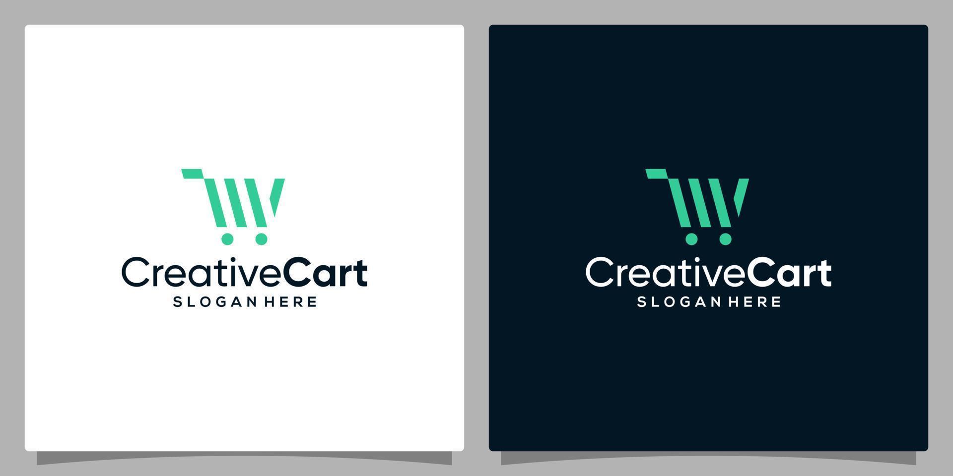 modelo Projeto ícone logotipo vetor compras carrinho abstrato. Prêmio vetor