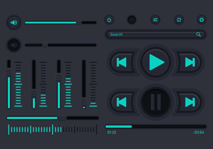 IU de controle de música de áudio vetor