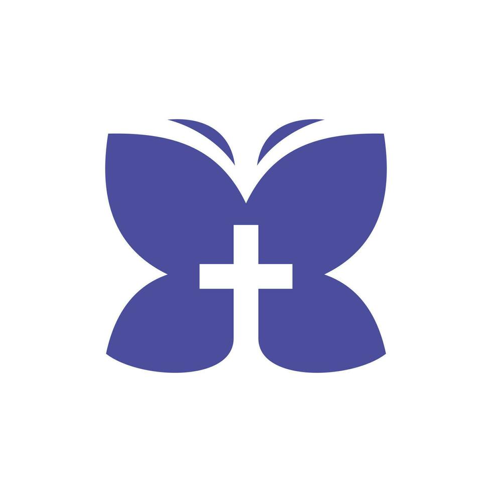 vôo borboleta Cruz Igreja moderno logotipo vetor