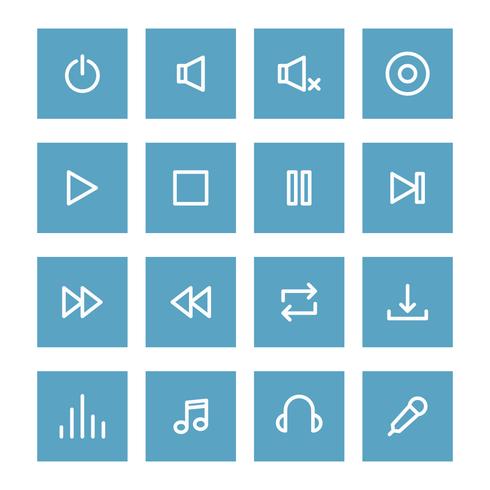 Conjunto de ícones de controle de música esboçado vetor
