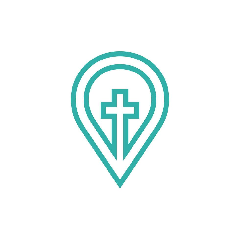 Cruz Igreja PIN navegação linha criativo logotipo vetor