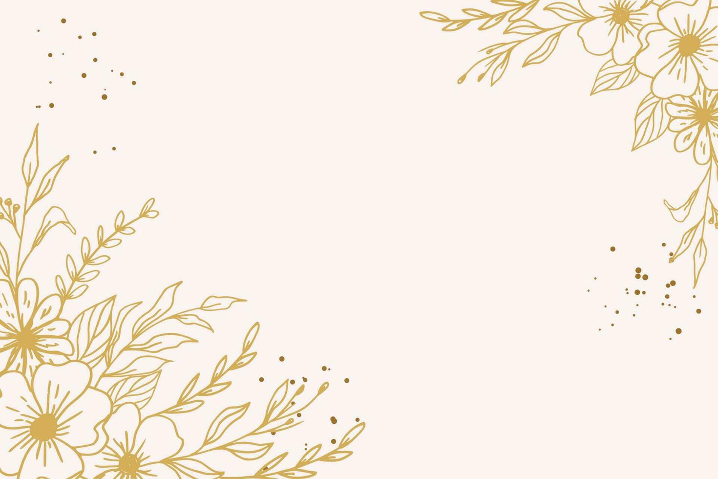 elegante dourado floral fundo com mão desenhado flores e folhas ilustração decoração vetor