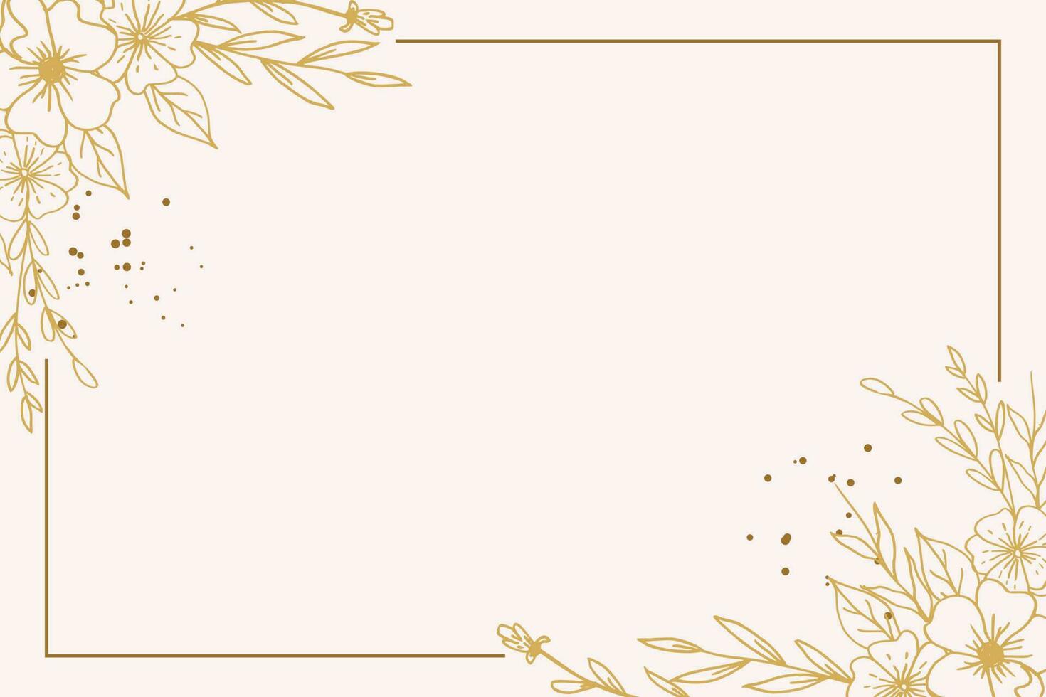 elegante dourado floral fundo com mão desenhado flores e folhas ilustração decoração vetor