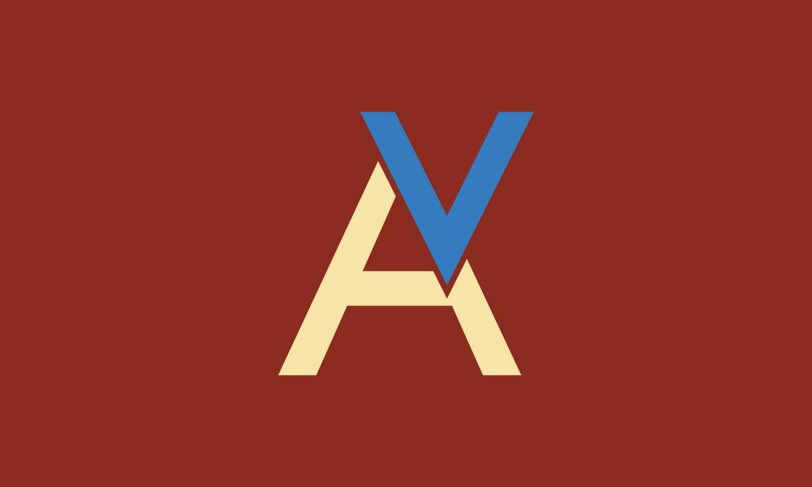 letras do alfabeto iniciais monograma logotipo av, va, a e v vetor