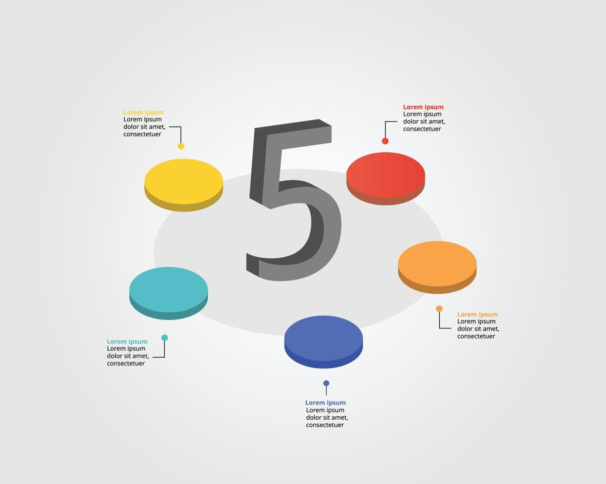 círculo modelo para infográfico para apresentação para 5 elemento vetor