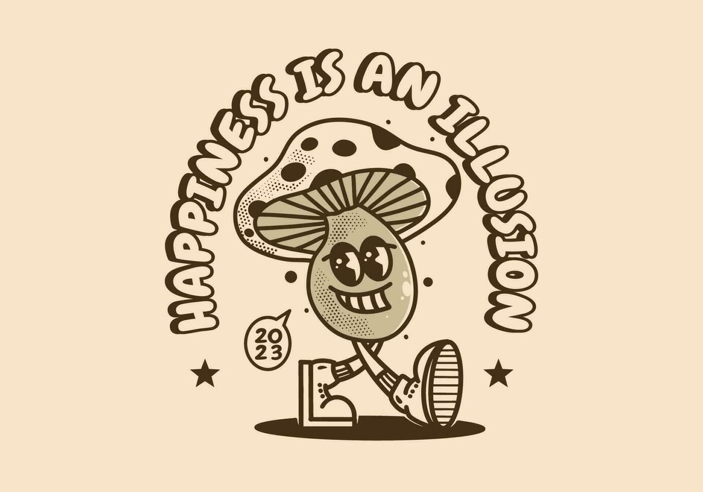 vintage mascote personagem Projeto do sorridente cogumelo vetor