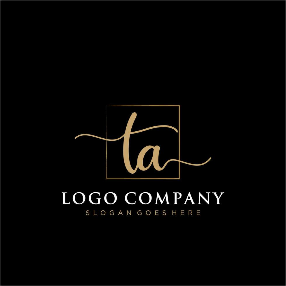 inicial ta feminino logotipo coleções modelo. caligrafia logotipo do inicial assinatura, casamento, moda, joalheria, butique, floral e botânico com criativo modelo para qualquer companhia ou negócios. vetor