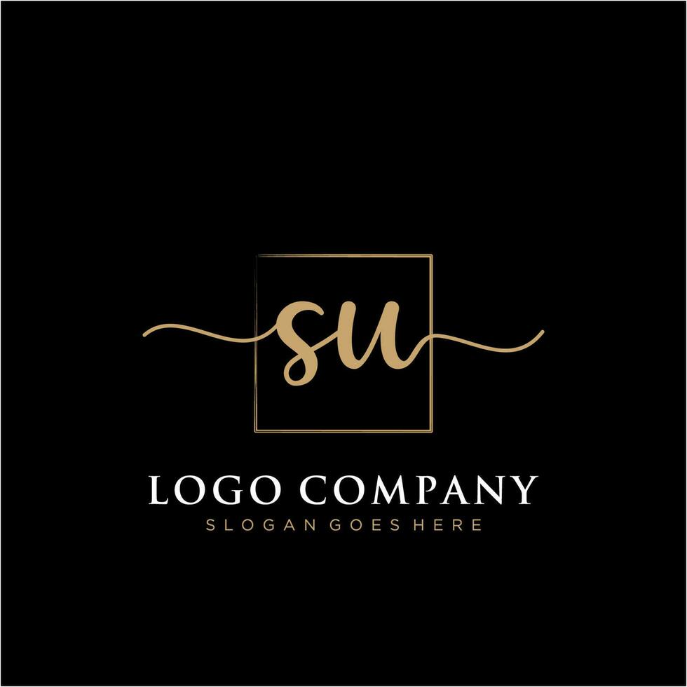 inicial su feminino logotipo coleções modelo. caligrafia logotipo do inicial assinatura, casamento, moda, joalheria, butique, floral e botânico com criativo modelo para qualquer companhia ou negócios. vetor