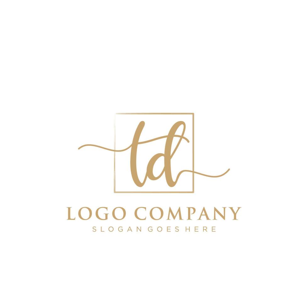 inicial td feminino logotipo coleções modelo. caligrafia logotipo do inicial assinatura, casamento, moda, joalheria, butique, floral e botânico com criativo modelo para qualquer companhia ou negócios. vetor