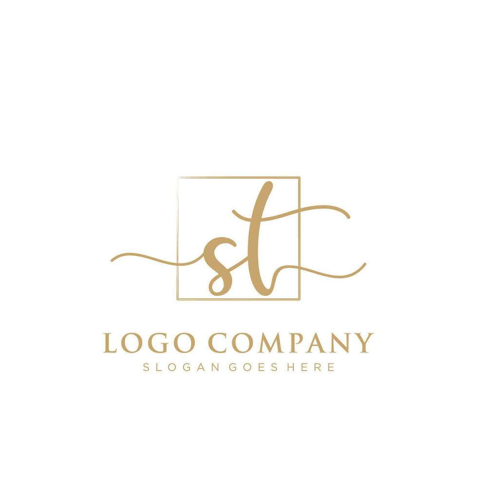 inicial st feminino logotipo coleções modelo. caligrafia logotipo do inicial assinatura, casamento, moda, joalheria, butique, floral e botânico com criativo modelo para qualquer companhia ou negócios. vetor