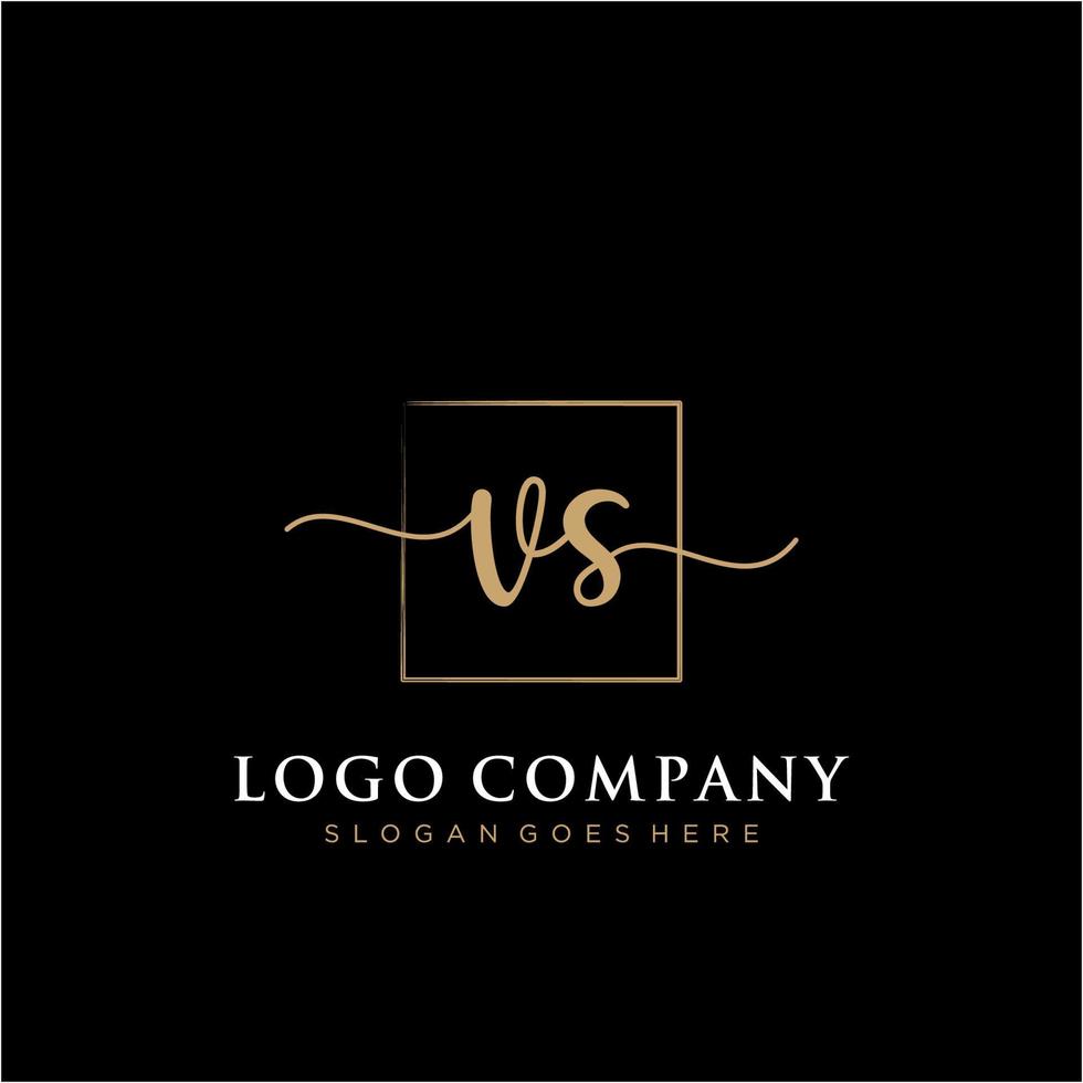 inicial vs feminino logotipo coleções modelo. caligrafia logotipo do inicial assinatura, casamento, moda, joalheria, butique, floral e botânico com criativo modelo para qualquer companhia ou negócios. vetor