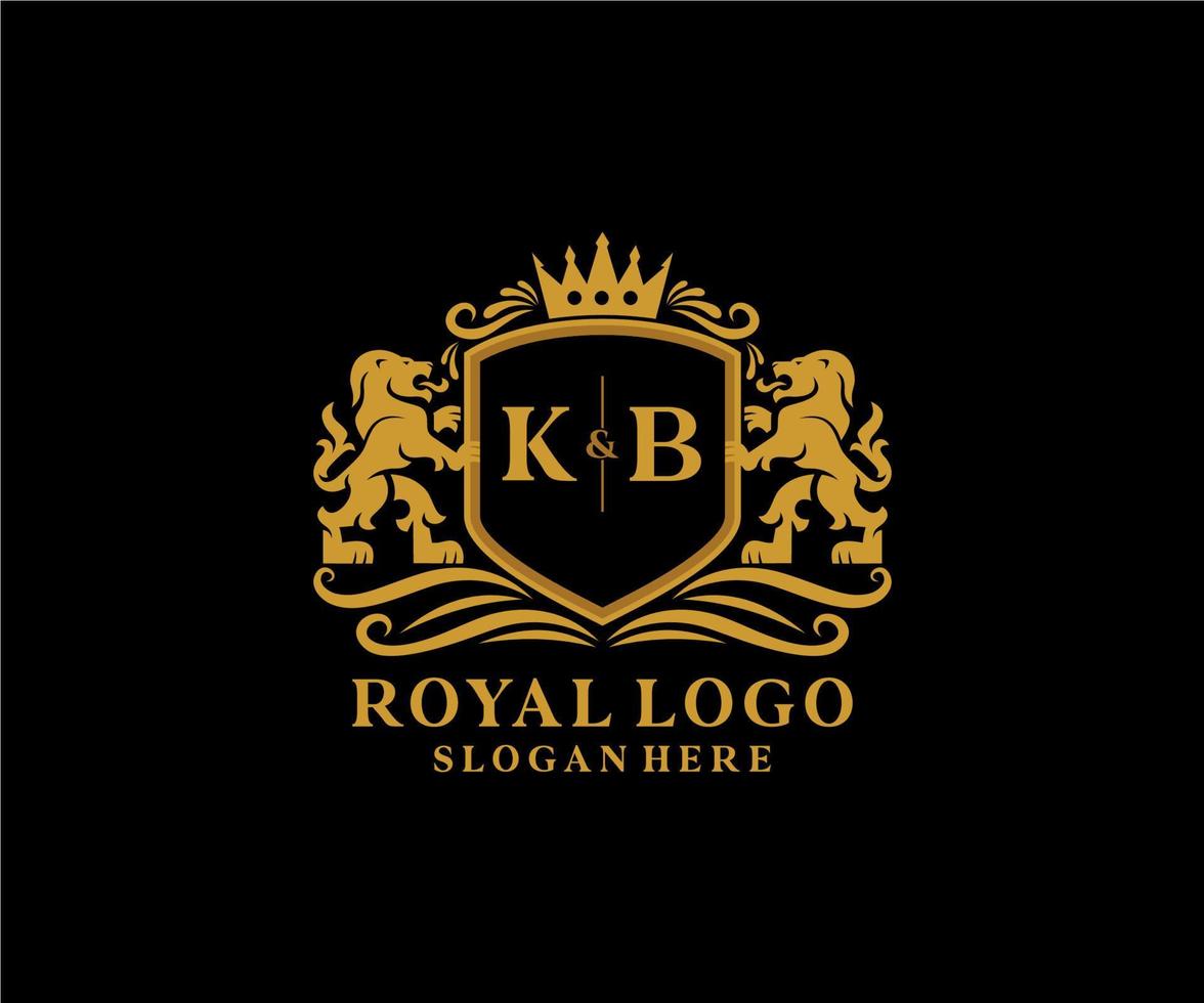 modelo de logotipo de luxo real de leão de letra kb inicial em arte vetorial para restaurante, realeza, boutique, café, hotel, heráldica, joias, moda e outras ilustrações vetoriais. vetor