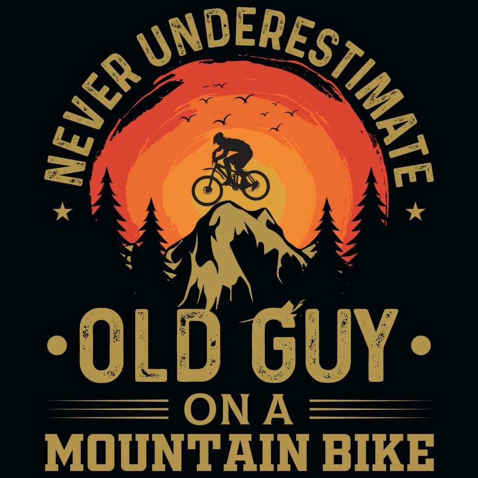 design de camiseta de andar de bicicleta de montanha vetor