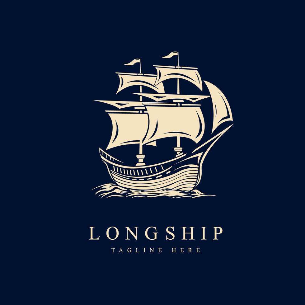 silhueta de logotipo de navio à vela. conceito de logotipo náutico para negócios de viagens. ilustração vetorial vetor