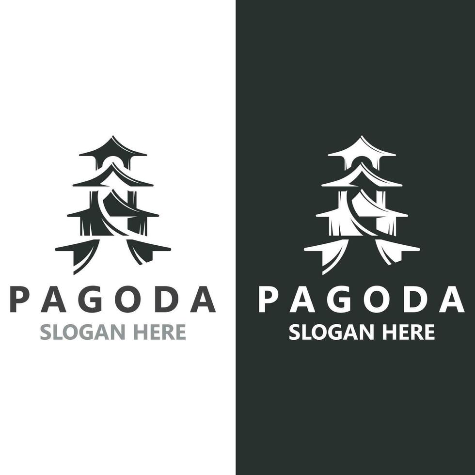 pagode cultura logotipo vintage Projeto ilustração, têmpora herança construção vetor