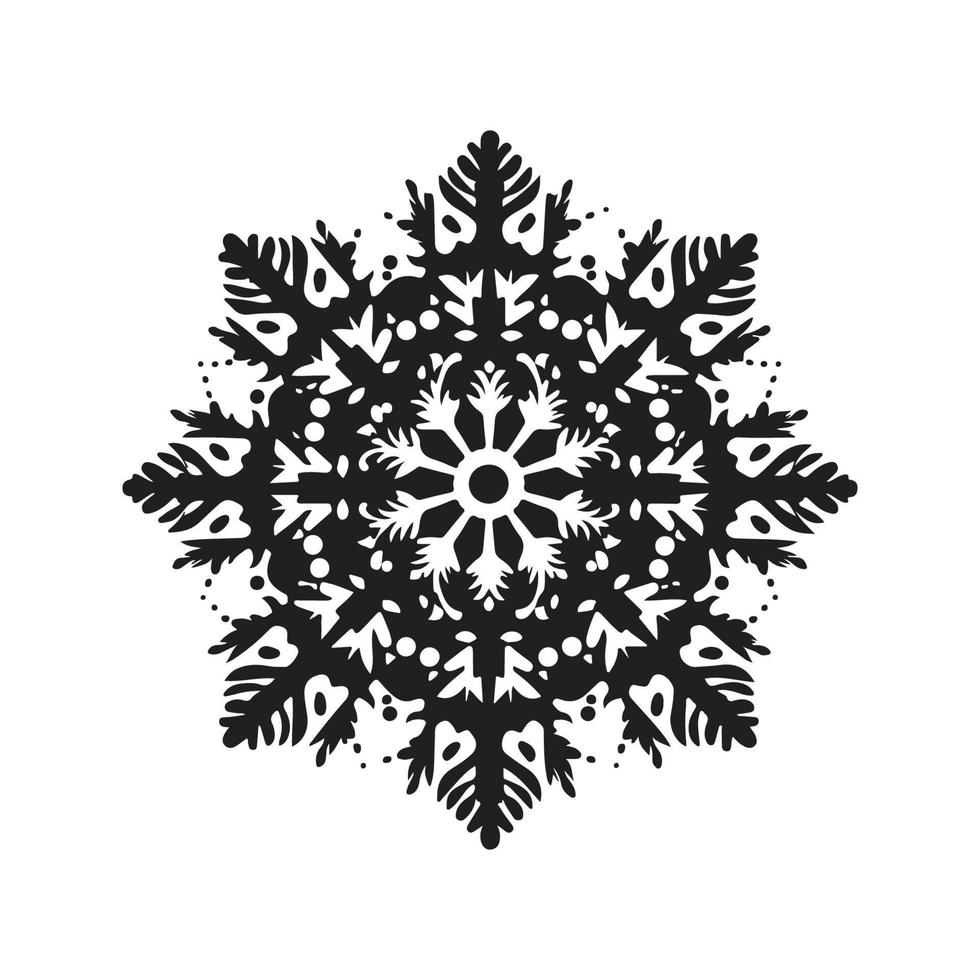 floco de neve, vintage logotipo conceito Preto e branco cor, mão desenhado ilustração vetor