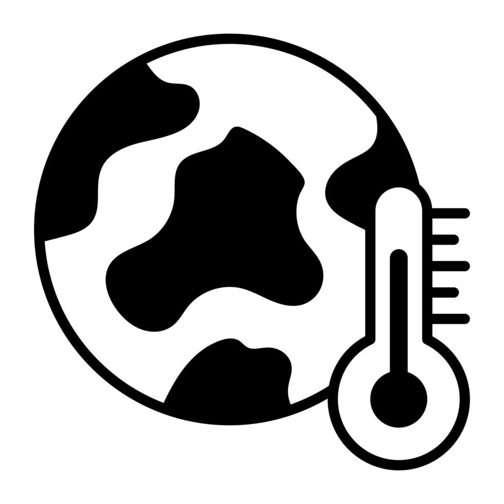 mundo globo com termômetro mostrando conceito ícone do global aquecimento, mundo terra dia vetor para consciência