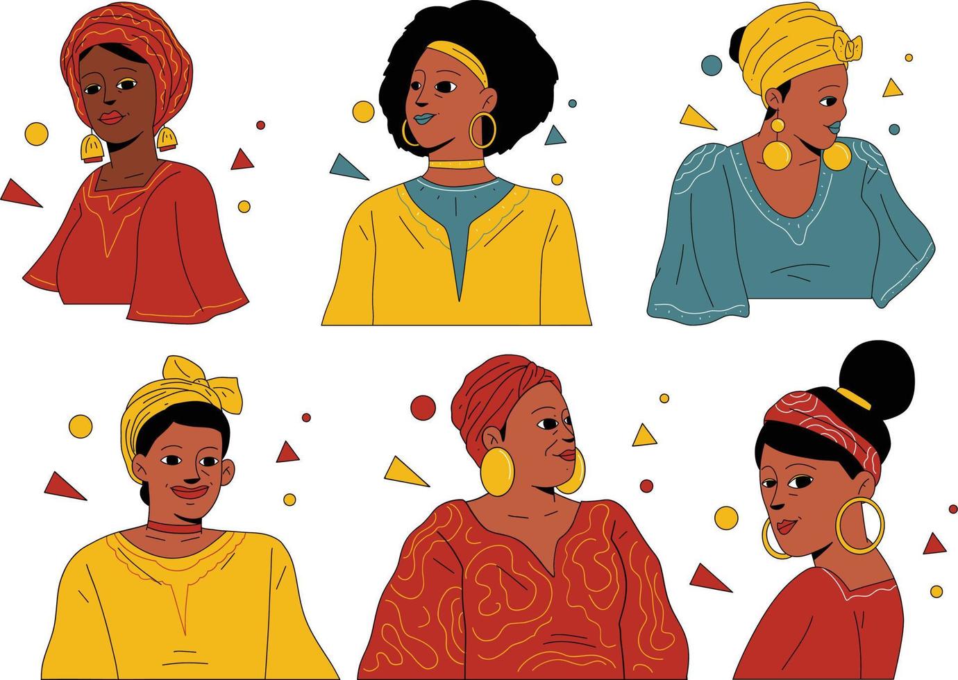 vetor ilustração do uma grupo do africano mulheres dentro tradicional roupas. plano estilo.