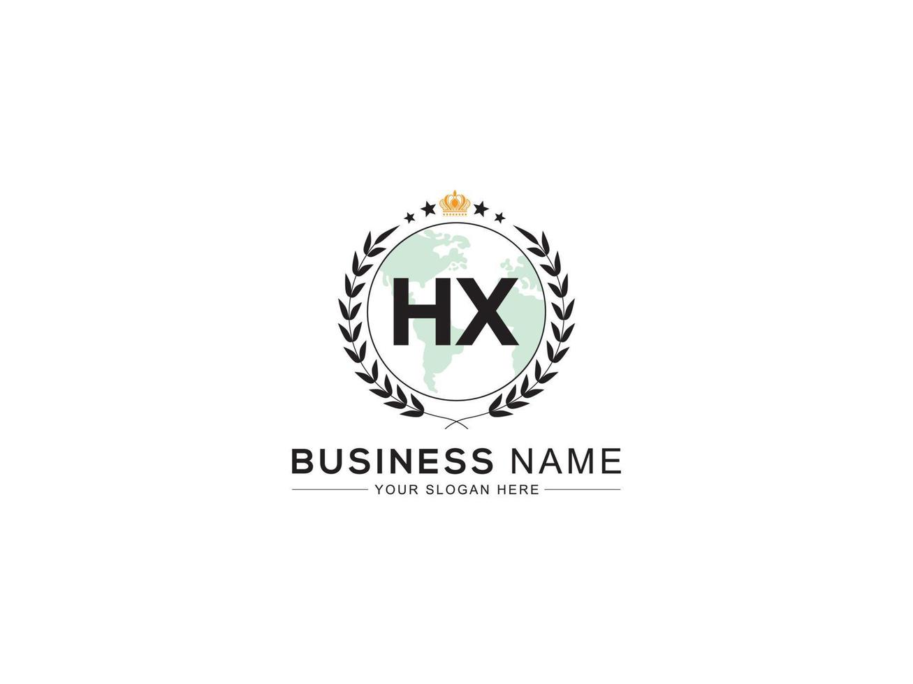 coroa hx rei logotipo, inicial hx logotipo carta vetor estoque imagem