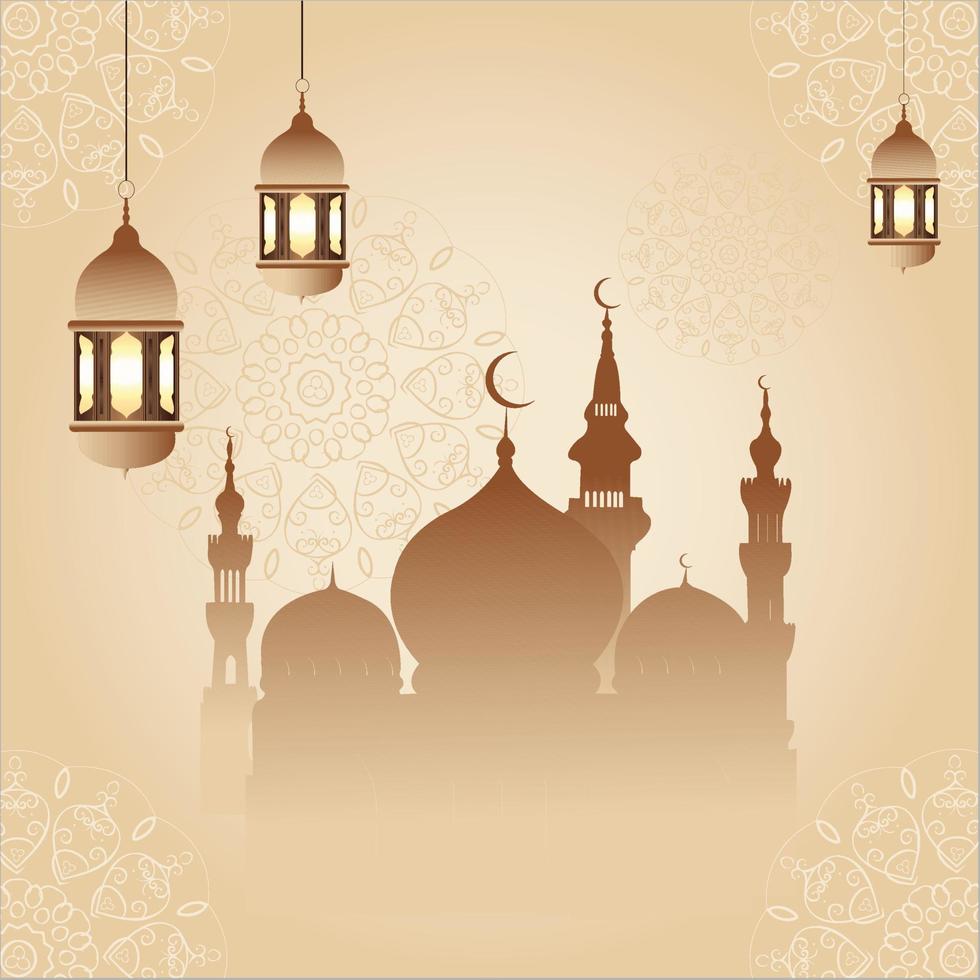 estilo moderno eid Mubarak cumprimento cartões com social meios de comunicação projeto, eid Mubarak ícone vetor, lua, mesquita, logotipo, e lanternas vetor