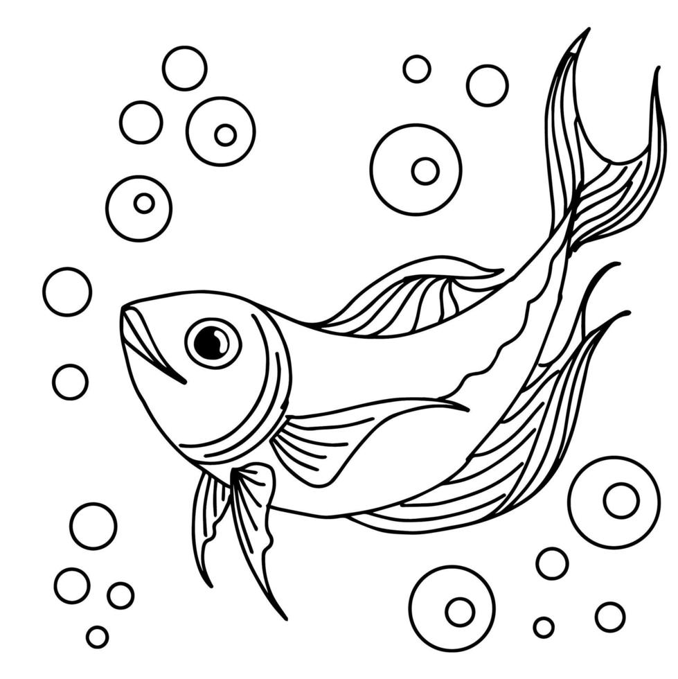 Projeto aqua peixe coloração página esboço arte vetor