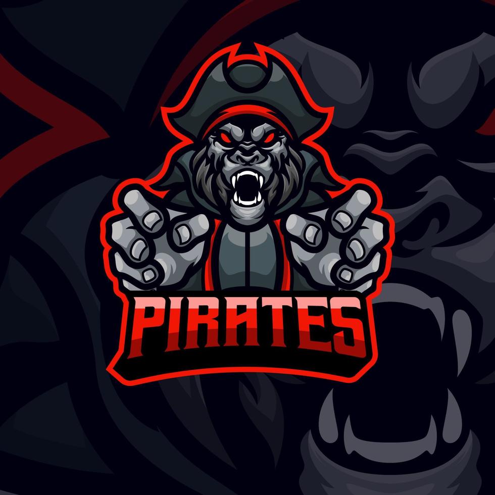 gorila piratas logotipo mascote ilustração Prêmio vetor