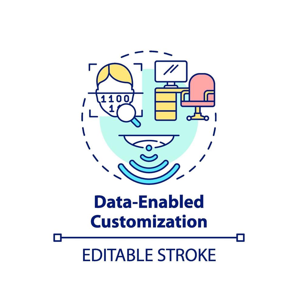 ícone do conceito de personalização habilitado para dados vetor