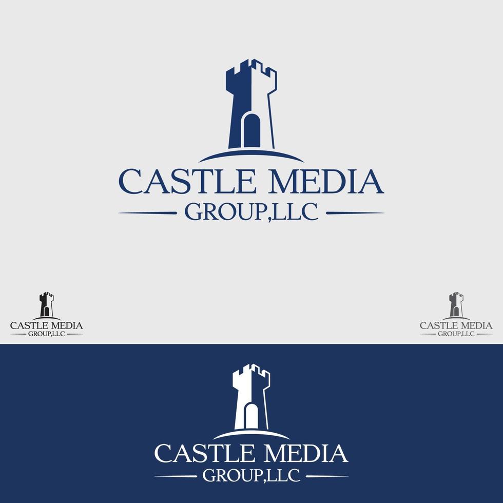 conjunto de modelos de design de vetor de logotipo de mídia do castelo