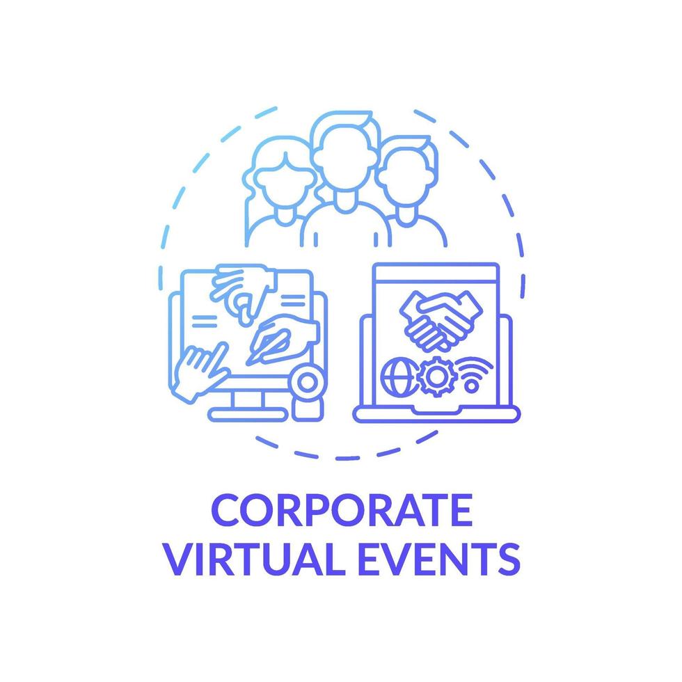 ícone do conceito de eventos virtuais corporativos vetor