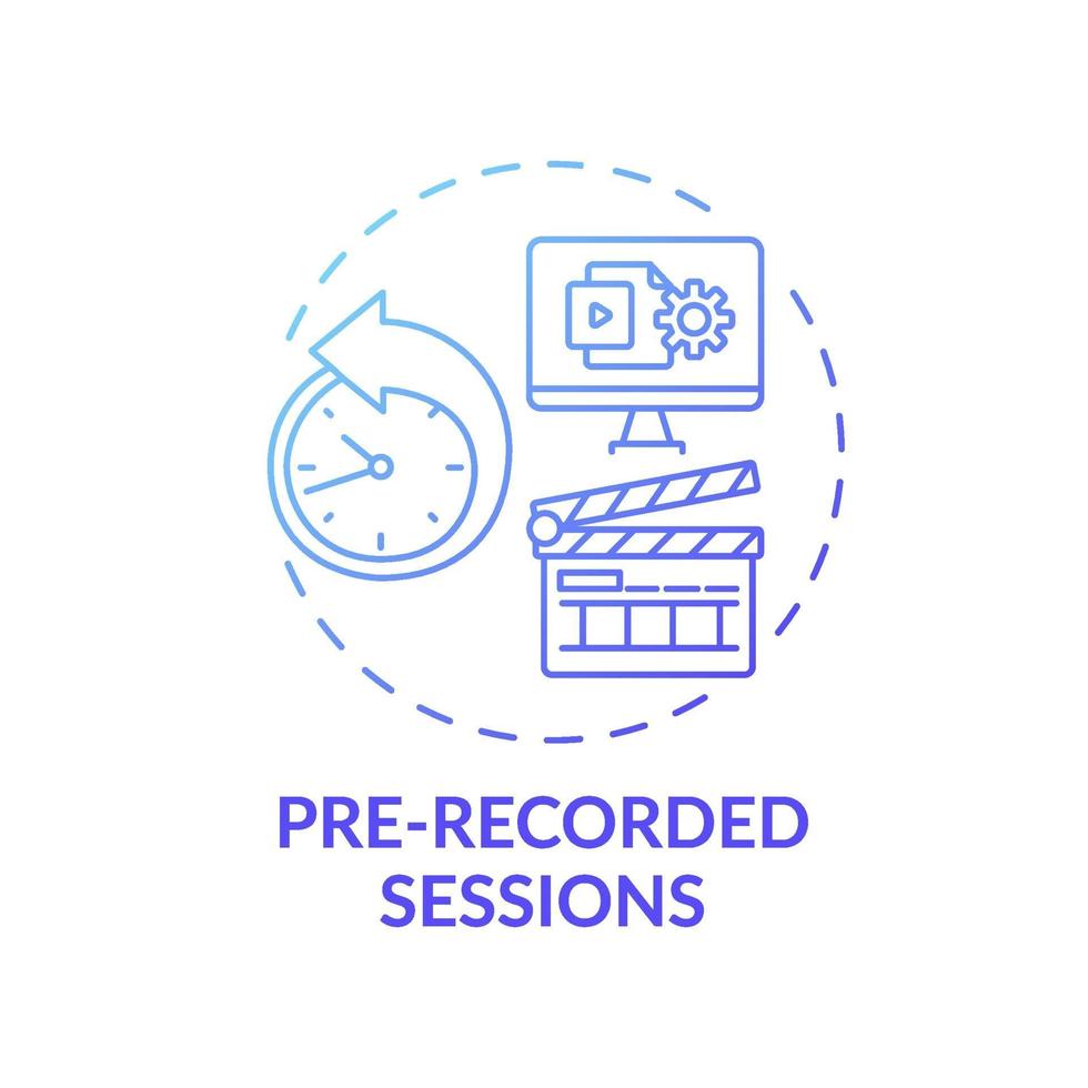 ícone de conceito de sessões pré-gravadas vetor