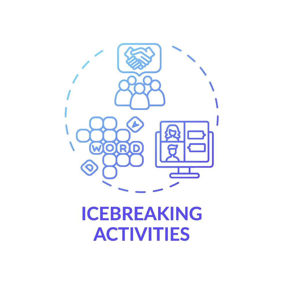 ícone do conceito de atividades para quebrar o gelo vetor
