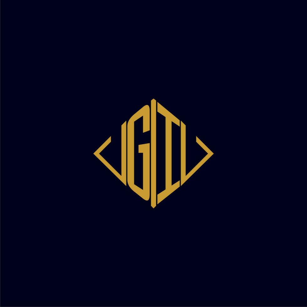 gi inicial monograma quadrado logotipo Projeto Ideias vetor