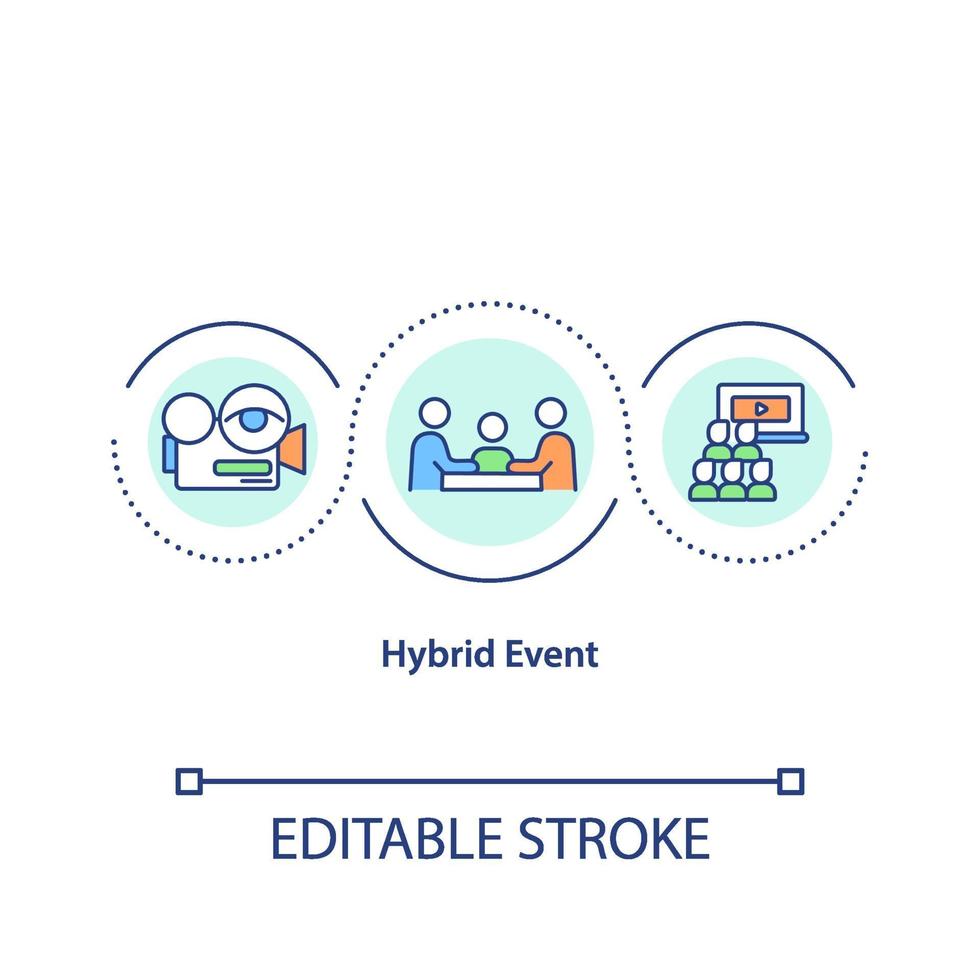 ícone de conceito de evento híbrido vetor
