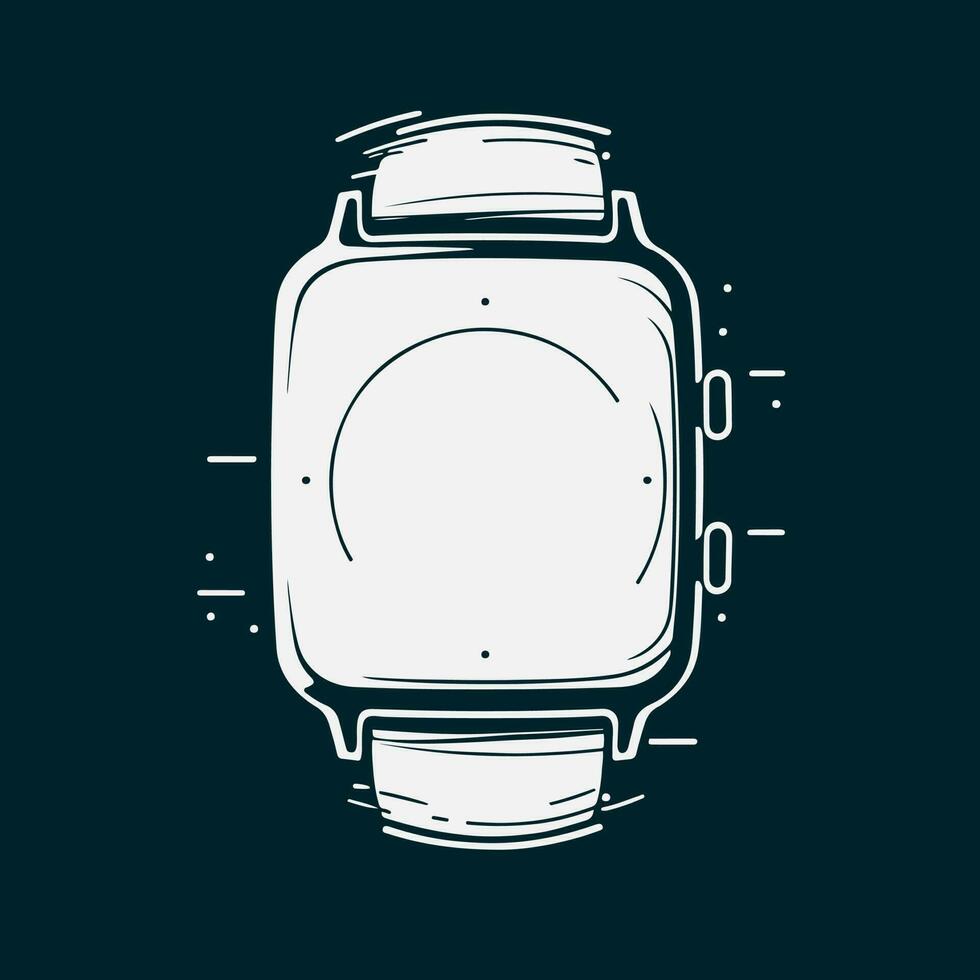relógio inteligente silhueta em Sombrio fundo. versátil vetor ilustração perfeito para tecnologia, vestuário, fitness, e relacionado à saúde projetos.