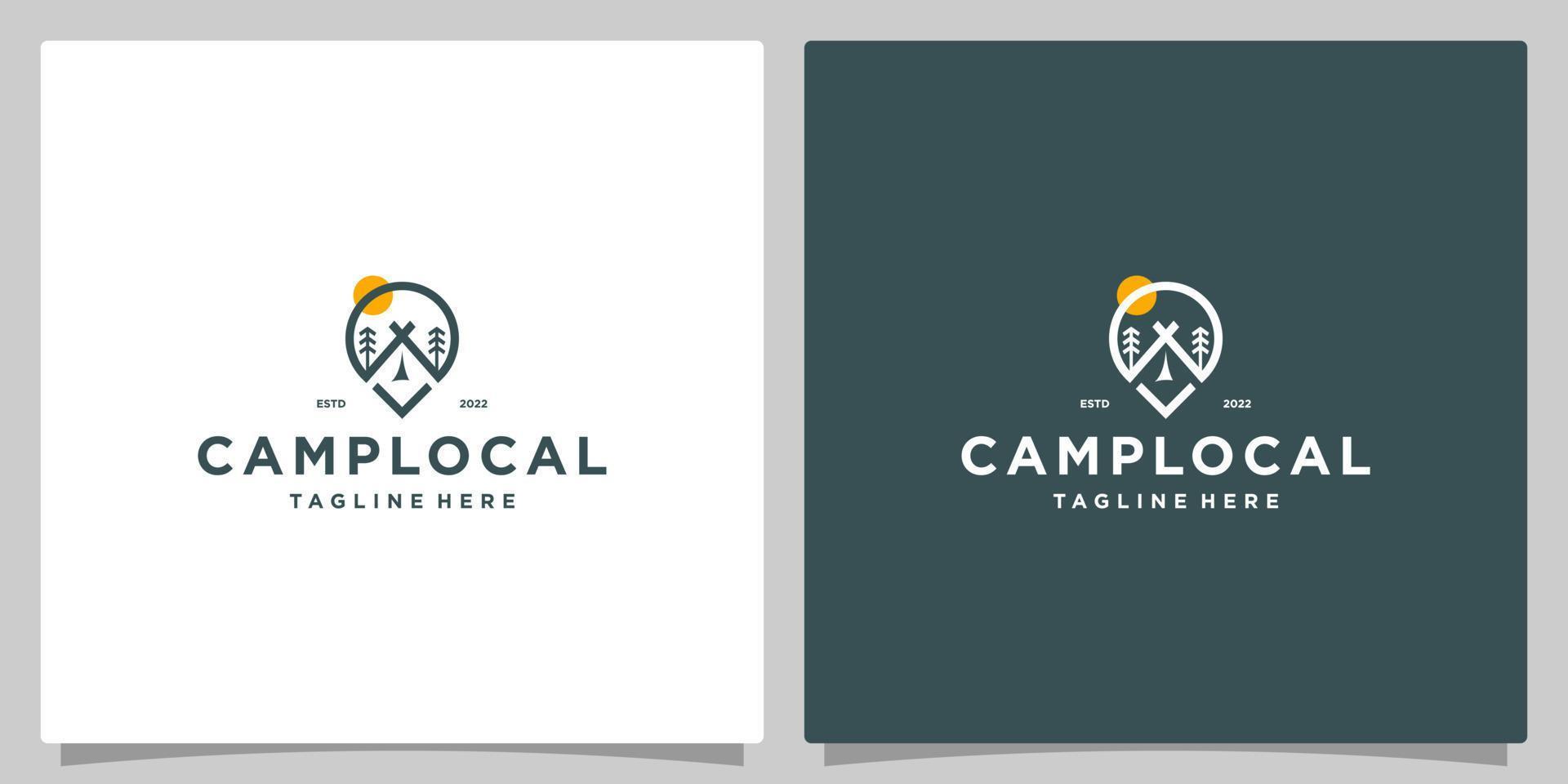 acampamento logotipo Projeto modelo com localização Projeto vetor ilustração. ícone, símbolo, criativo.