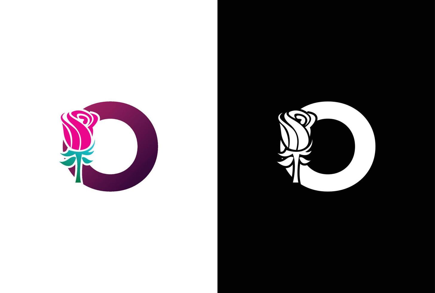 ilustração beleza rosa com carta o placa logotipo vetor Projeto modelo. carta o com rosa para beleza e moda.