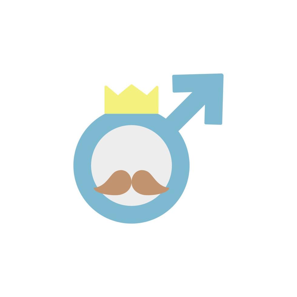 masculino símbolo, bigode, coroa vetor ícone