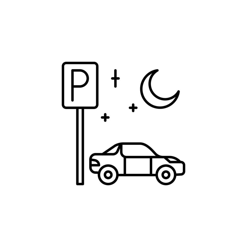 carro, estacionamento, lua vetor ícone