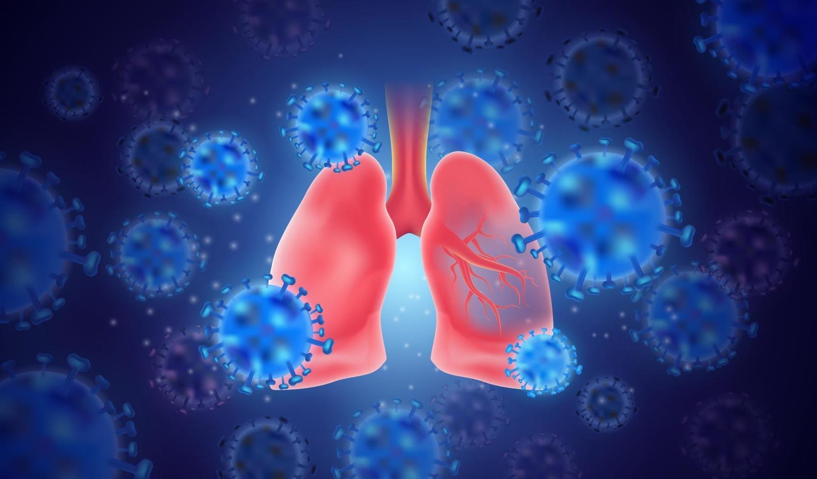 vetor pulmonar realista com vírus. ilustração em vetor eps10.