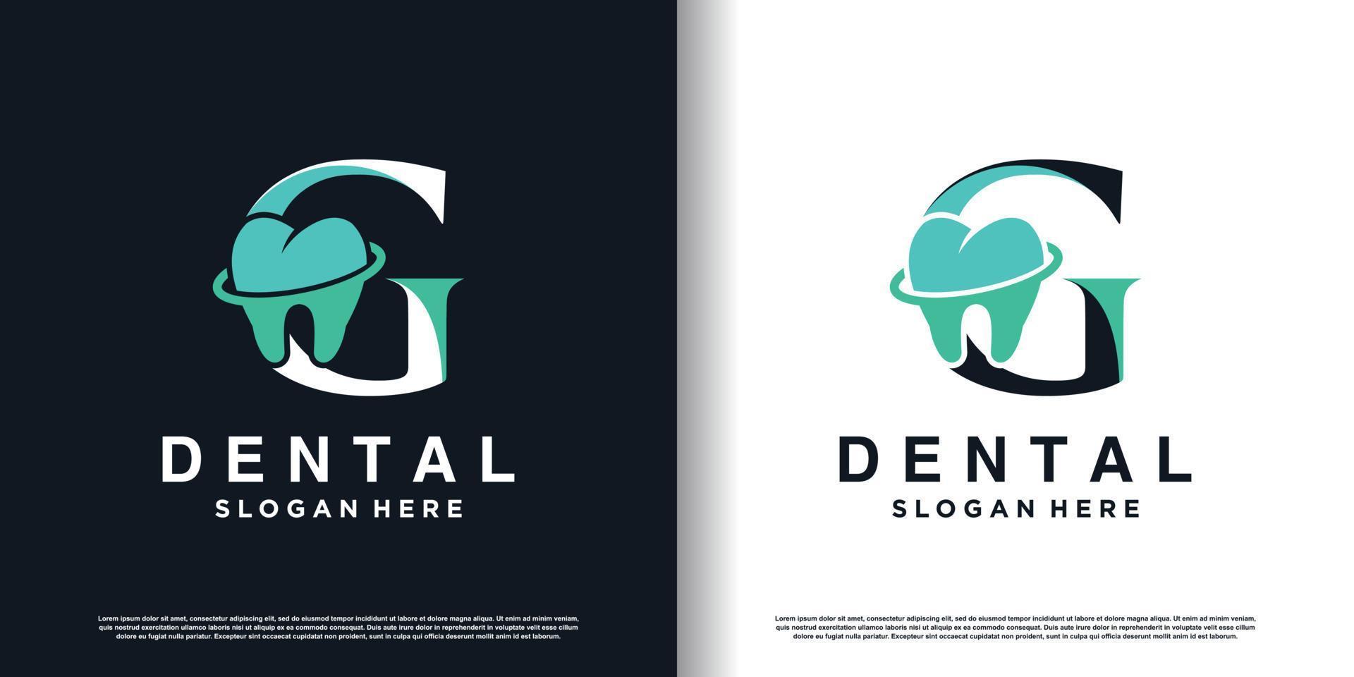 dental logotipo Projeto vetor com carta g conceito Prêmio vetor